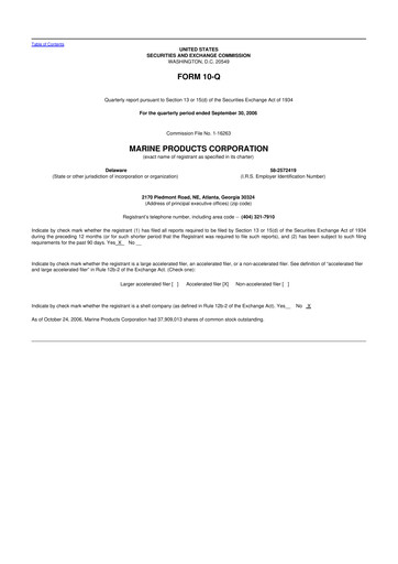 Miniature Marine Products Corporation 10-Q Rapport trimestriel  
