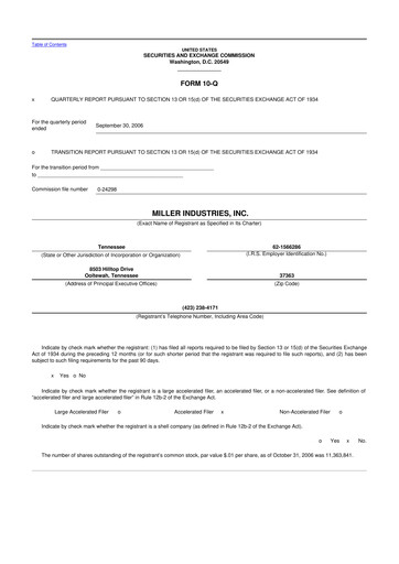 Thumbnail Miller Industries 10-Q Quarterly Report FY 