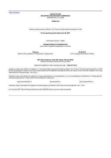 Miniature Marine Products Corporation 10-Q Rapport trimestriel  