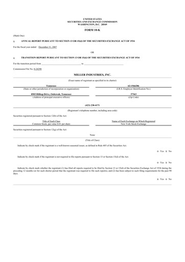 Thumbnail Miller Industries 10-K Annual Report 