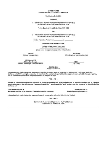 Miniature United Community Bank 10-Q Rapport trimestriel  