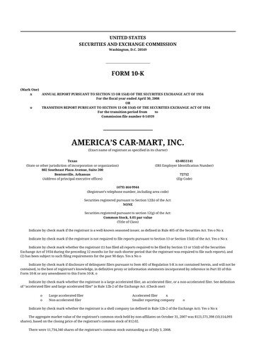 Thumbnail America's Car-Mart 10-K Annual Report 