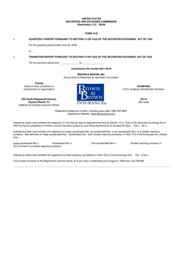 Thumbnail Brown & Brown
 10-Q Quarterly Report FY 