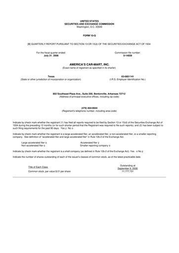 Thumbnail America's Car-Mart 10-Q Quarterly Report FY 