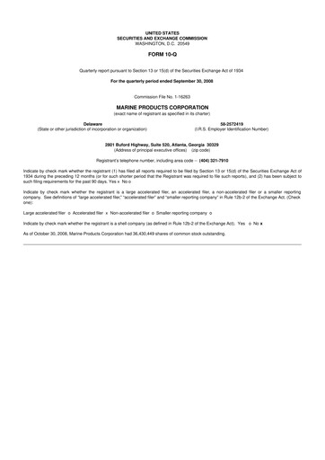 Miniature Marine Products Corporation 10-Q Rapport trimestriel  