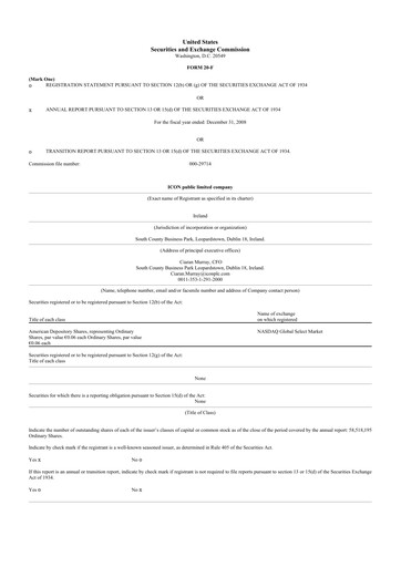 Thumbnail ICON plc 20-F Annual Report 