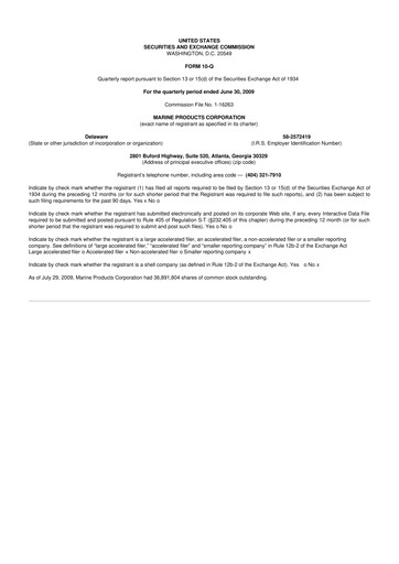 Miniature Marine Products Corporation 10-Q Rapport trimestriel  