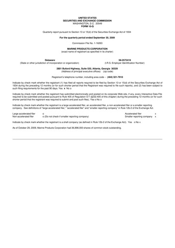 Miniature Marine Products Corporation 10-Q Rapport trimestriel  