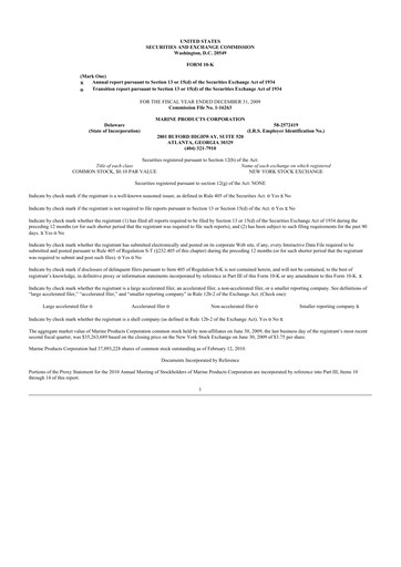 Thumbnail Marine Products Corporation 10-K Annual Report 