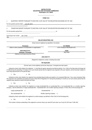 Thumbnail Miller Industries 10-Q Quarterly Report FY 