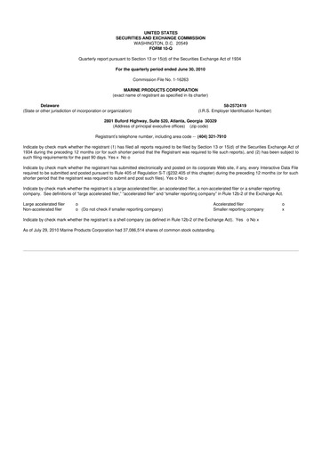 Miniature Marine Products Corporation 10-Q Rapport trimestriel  