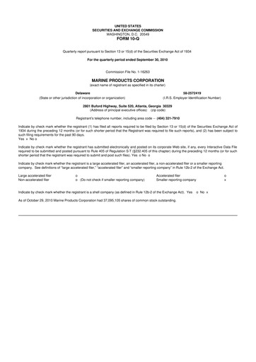 Miniature Marine Products Corporation 10-Q Rapport trimestriel  