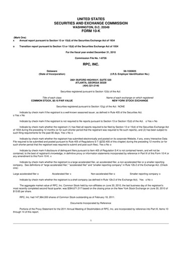 Thumbnail RPC, Inc. 10-K Annual Report 