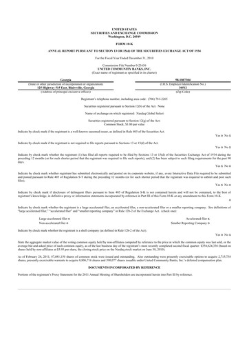 Thumbnail United Community Bank 10-K Annual Report 