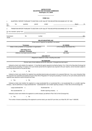 Thumbnail Miller Industries 10-Q Quarterly Report FY 