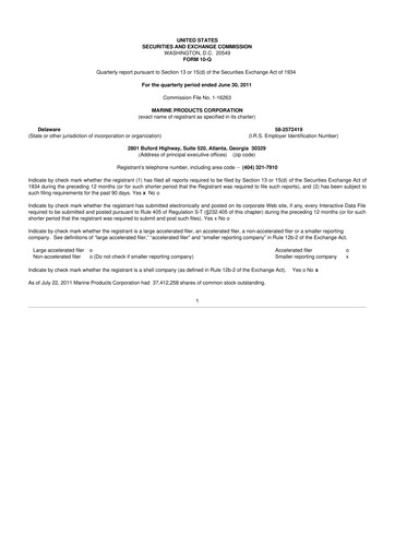 Miniature Marine Products Corporation 10-Q Rapport trimestriel  