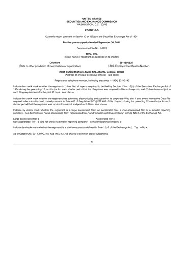 Thumbnail RPC, Inc. 10-Q Quarterly Report FY2011 