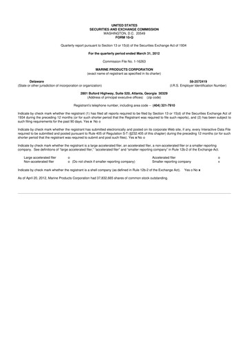 Miniature Marine Products Corporation 10-Q Rapport trimestriel  