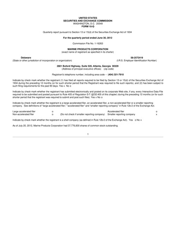 Miniature Marine Products Corporation 10-Q Rapport trimestriel  