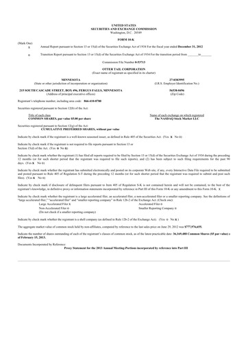 Thumbnail Otter Tail 10-K Annual Report 2012