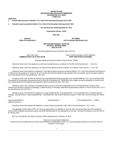 Thumbnail RPC, Inc. 10-K Annual Report 2012