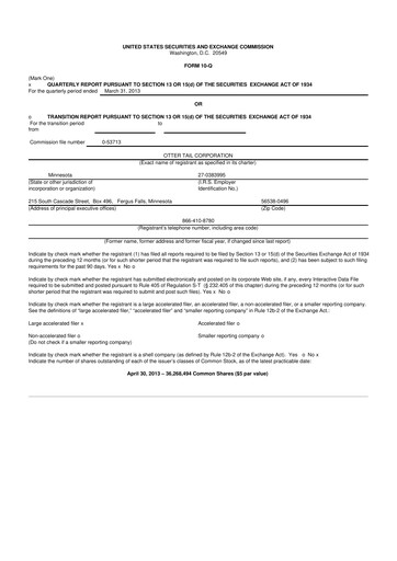 Thumbnail Otter Tail 10-Q Quarterly Report FY2013 