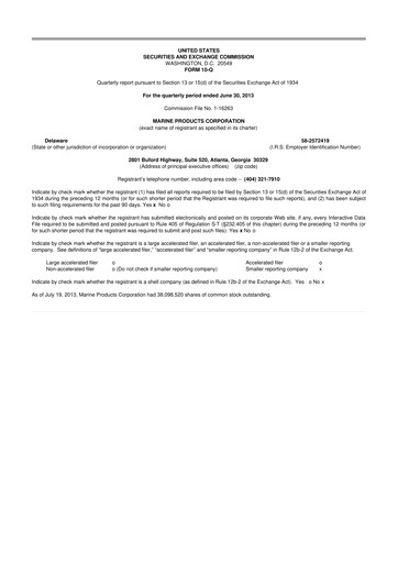 Miniature Marine Products Corporation 10-Q Rapport trimestriel  
