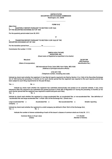 Thumbnail Omega Healthcare Investors 10-Q Quarterly Report FY2013 