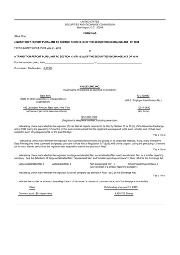 Thumbnail Value Line 10-Q Quarterly Report FY2014 