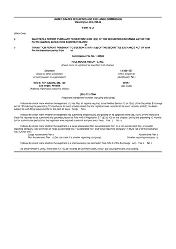 Vorschaubild Full House Resorts
 10-Q Quartalsbericht 2013 