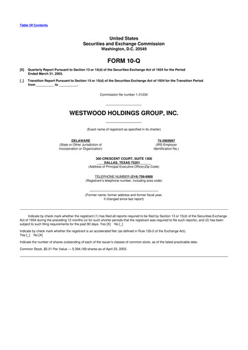 Thumbnail Westwood Holdings Group 10-Q Quarterly Report FY 