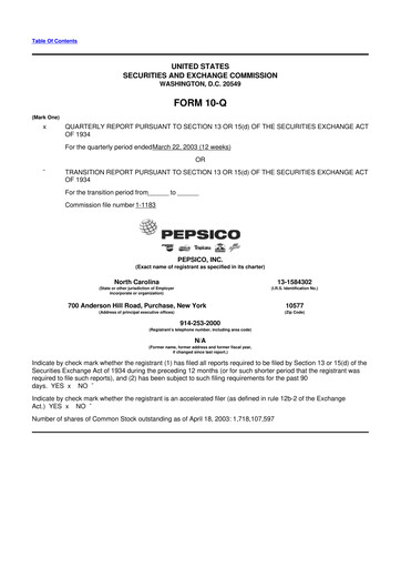 Miniature Pepsico 10-Q Rapport trimestriel  