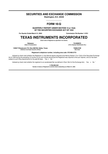 Vorschaubild Texas Instruments 10-Q Quartalsbericht  