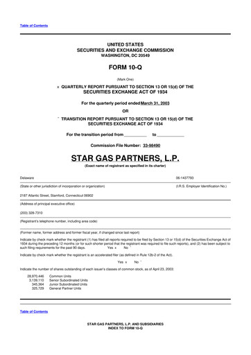 Thumbnail Star Group 10-Q Quarterly Report FY 