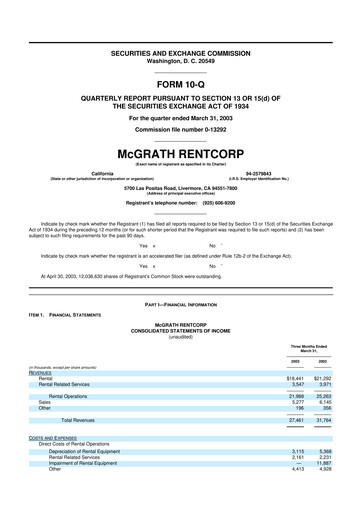 Thumbnail McGrath RentCorp
 10-Q Quarterly Report FY 