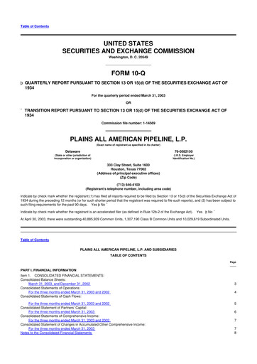 Thumbnail Plains All American Pipeline 10-Q Quarterly Report FY 