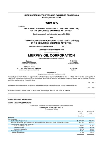 Thumbnail Murphy Oil
 10-Q Quarterly Report FY 