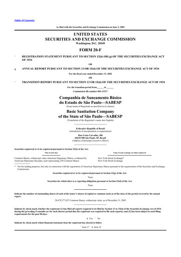 Miniature Sabesp 20-F Rapport annuel 