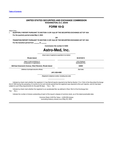 Miniature AstroNova, Inc. 10-Q Rapport trimestriel  