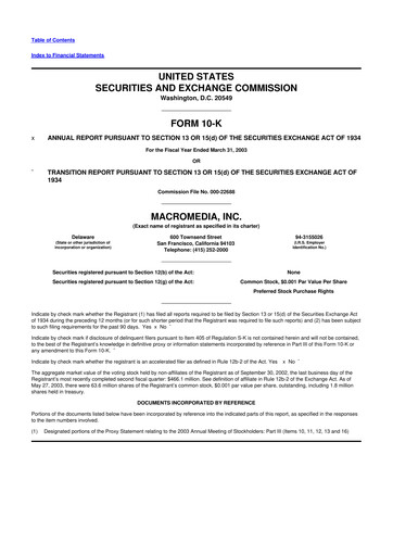 Thumbnail Macromedia 10-K Annual Report 