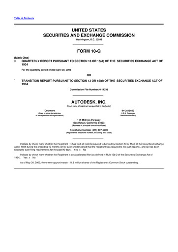 Thumbnail Autodesk 10-Q Quarterly Report FY 