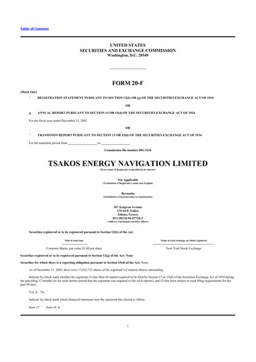 Thumbnail Tsakos Energy Navigation 20-F Annual Report 