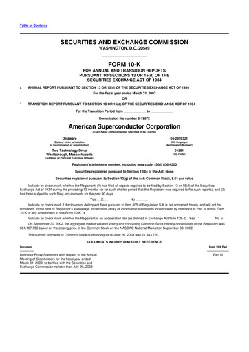 Thumbnail American Superconductor Corporation 10-K Annual Report 