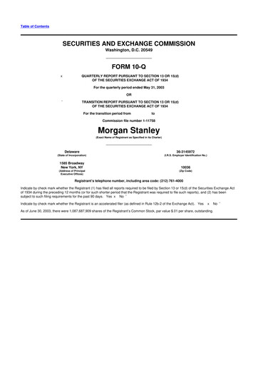 Thumbnail Morgan Stanley 10-Q Quarterly Report FY 