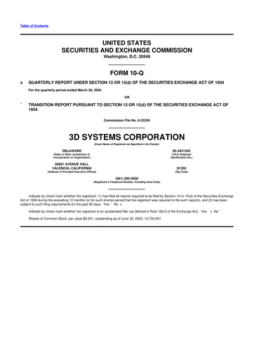 Thumbnail 3D Systems 10-Q Quarterly Report FY 