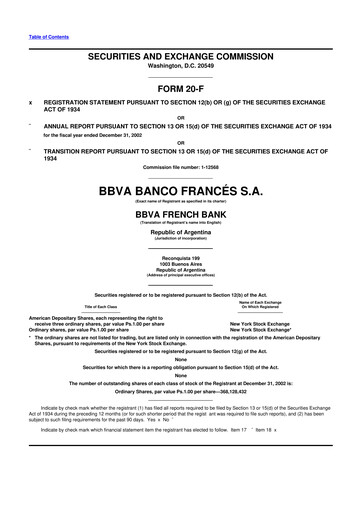 Vorschaubild BBVA Argentina 20-F Jahresbericht 