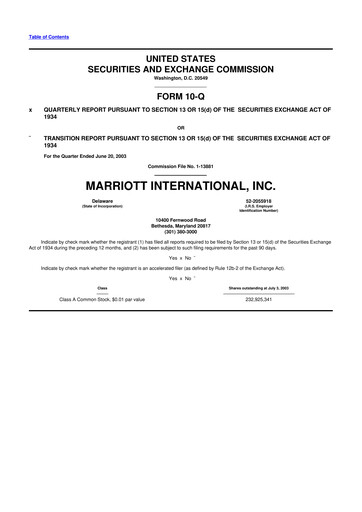 Vorschaubild Marriott International 10-Q Quartalsbericht  