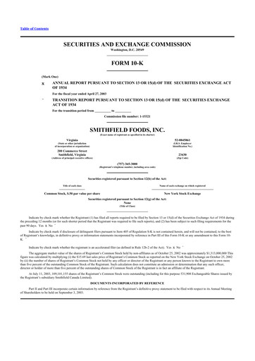 Thumbnail Smithfield Foods 10-K Annual Report 