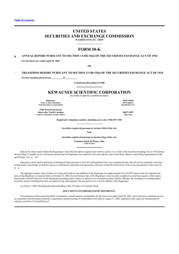 Thumbnail Kewaunee Scientific Corporation 10-K Annual Report 