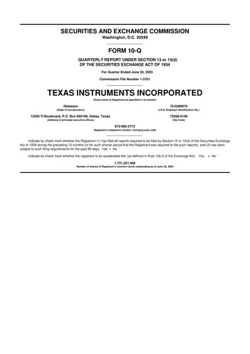 Vorschaubild Texas Instruments 10-Q Quartalsbericht  